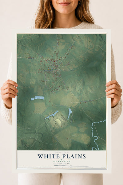 Map of White Plains, Kentucky, 18 x 24 inch unframed archival matte print