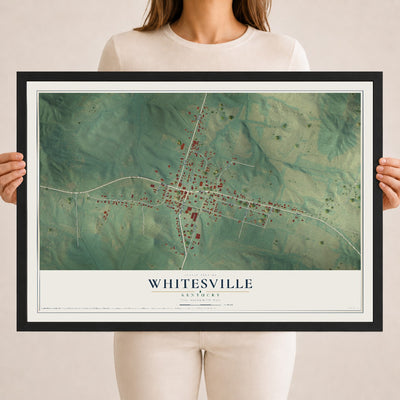 Map of Whitesville, Kentucky, 18 x 24 inch print in a black wood frame