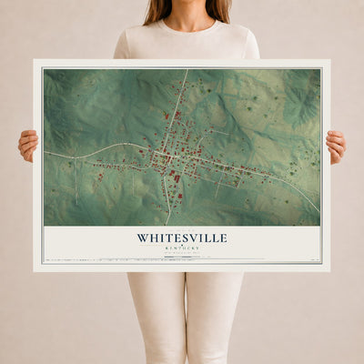 Map of Whitesville, Kentucky, 24 x 36 inch unframed archival matte print