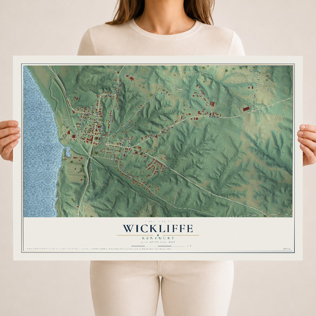 Map of Wickliffe, Kentucky, 18 x 24 inch unframed archival matte print