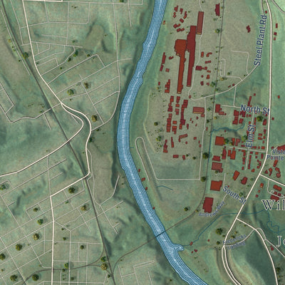 Second close-up of the map of Wilder, Kentucky print showing more streets and buildings