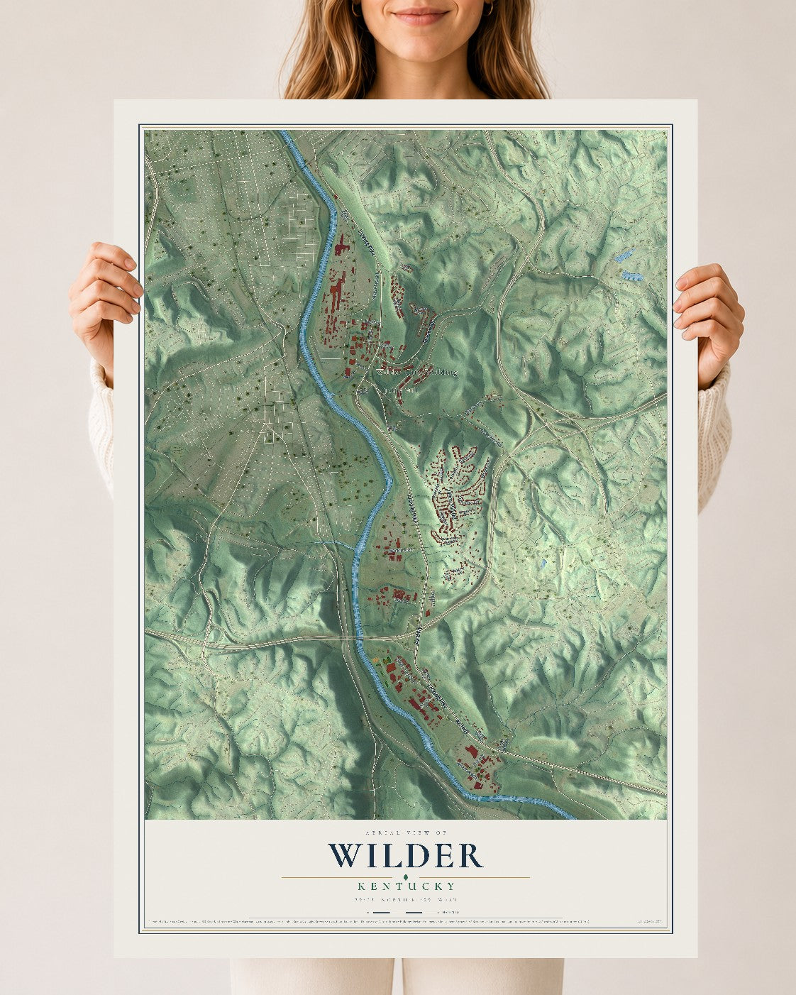 Map of Wilder, Kentucky, 24 x 36 inch unframed archival matte print
