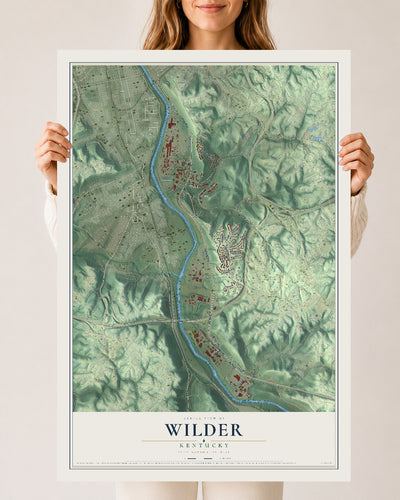 Map of Wilder, Kentucky, 24 x 36 inch unframed archival matte print