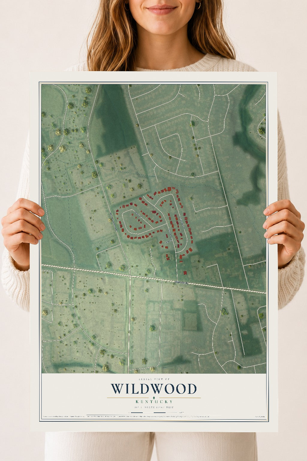 Map of Wildwood, Kentucky, 18 x 24 inch unframed archival matte print