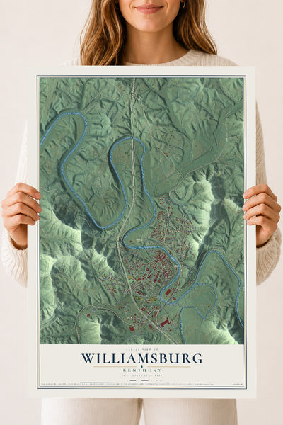 Map of Williamsburg, Kentucky, 18 x 24 inch unframed archival matte print