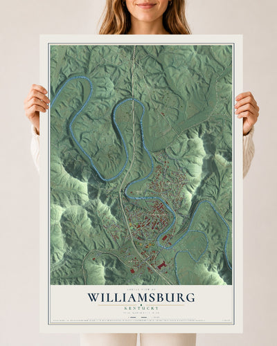 Map of Williamsburg, Kentucky, 24 x 36 inch unframed archival matte print