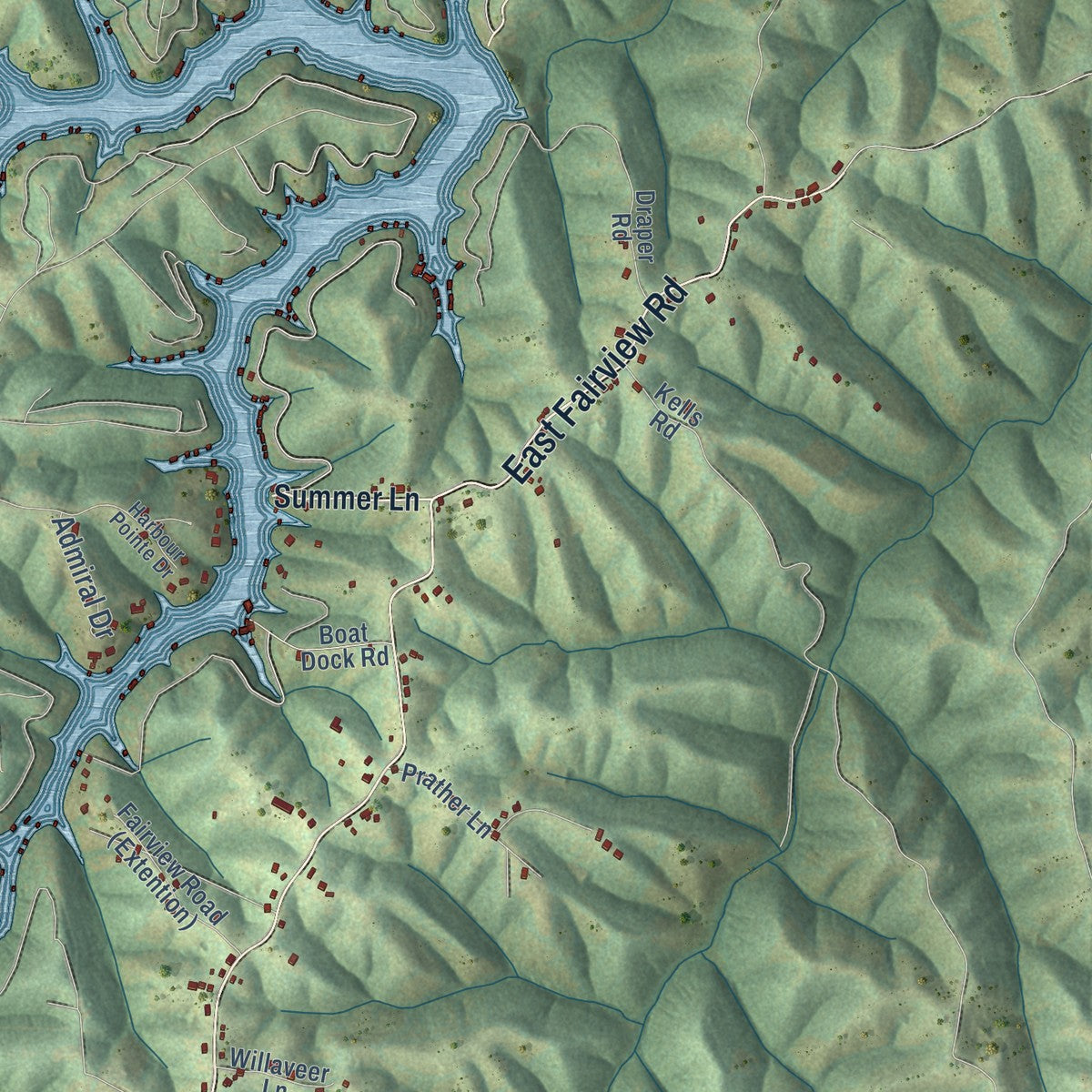 Second close-up of the map of Williamstown, Kentucky print showing more streets and buildings