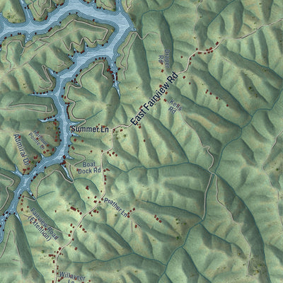 Second close-up of the map of Williamstown, Kentucky print showing more streets and buildings