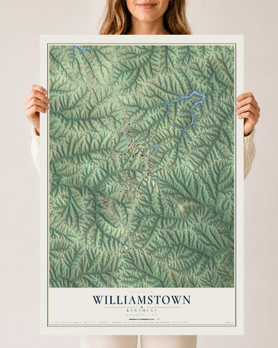 Map of Williamstown, Kentucky, 24 x 36 inch unframed archival matte print
