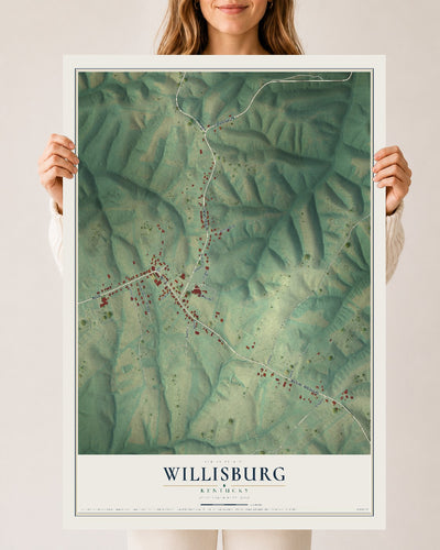 Map of Willisburg, Kentucky, 24 x 36 inch unframed archival matte print
