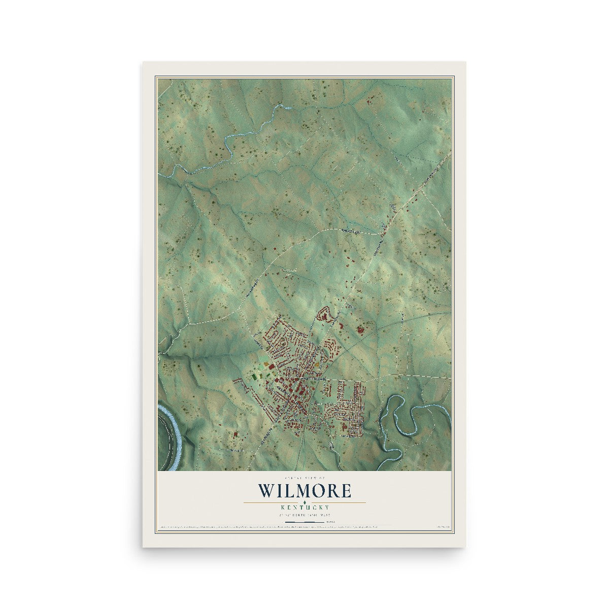Map of Wilmore, Kentucky, 12 x 18 inch unframed archival matte print