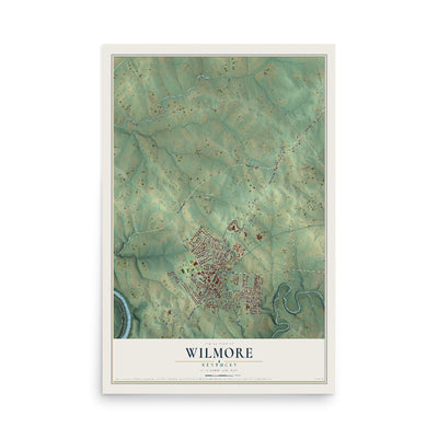 Map of Wilmore, Kentucky, 12 x 18 inch unframed archival matte print