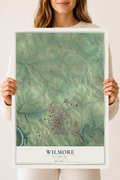 Map of Wilmore, Kentucky, 18 x 24 inch unframed archival matte print