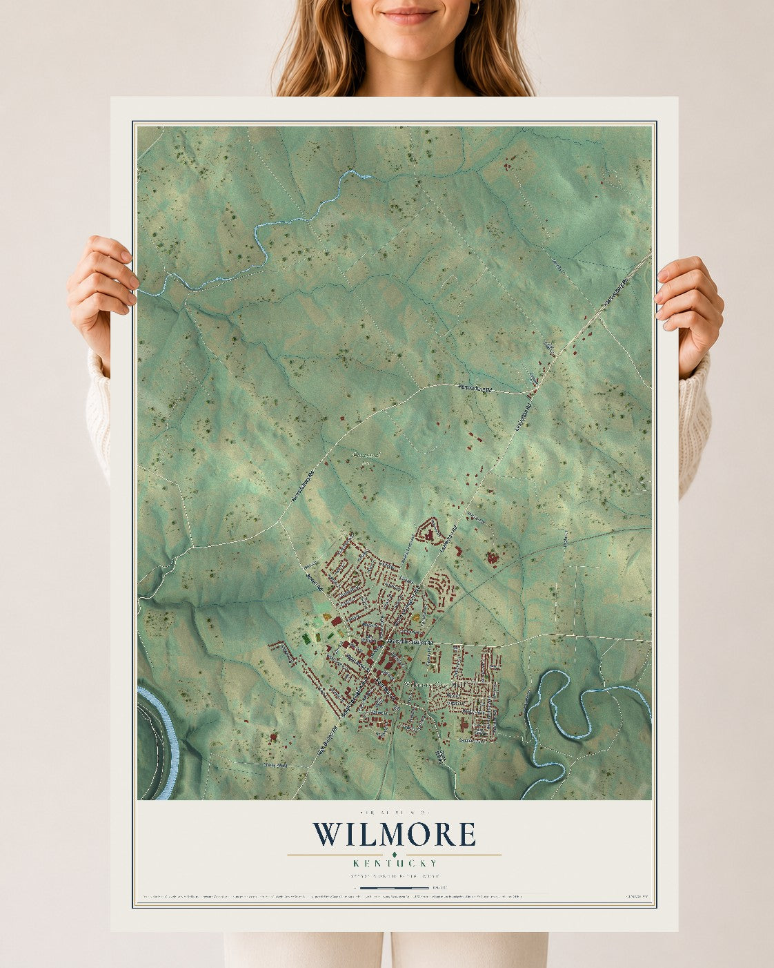 Map of Wilmore, Kentucky, 24 x 36 inch unframed archival matte print