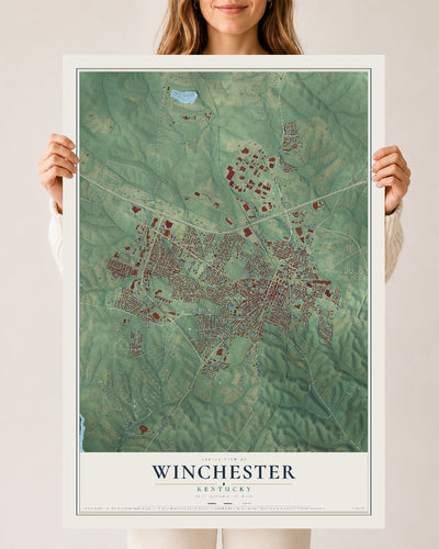 Map of Winchester, Kentucky, 24 x 36 inch unframed archival matte print