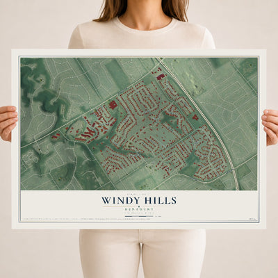 Map of Windy Hills, Kentucky, 18 x 24 inch unframed archival matte print