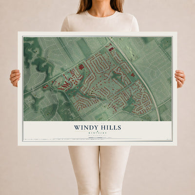 Map of Windy Hills, Kentucky, 24 x 36 inch unframed archival matte print