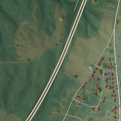 Second close-up of the map of Wingo, Kentucky print showing more streets and buildings
