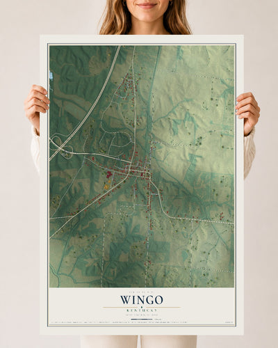 Map of Wingo, Kentucky, 24 x 36 inch unframed archival matte print