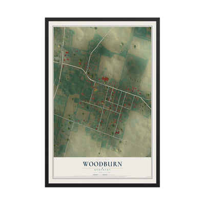 Map of Woodburn, Kentucky, 12 x 18 inch print in a black wood frame