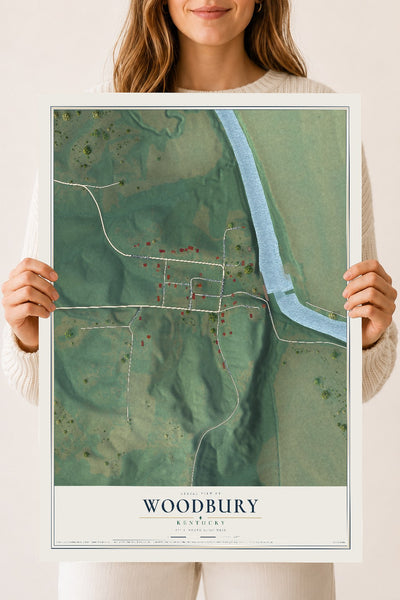 Map of Woodbury, Kentucky, 18 x 24 inch unframed archival matte print