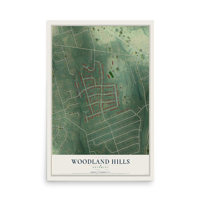 Map of Woodland Hills, Kentucky, 12 x 18 inch unframed archival matte print