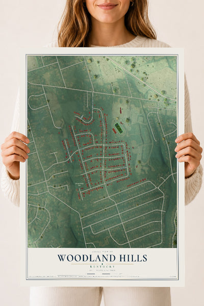 Map of Woodland Hills, Kentucky, 18 x 24 inch unframed archival matte print