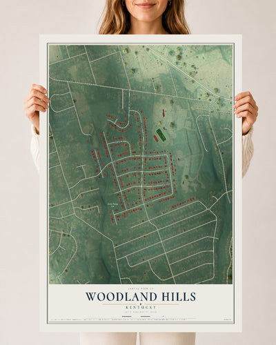 Map of Woodland Hills, Kentucky, 24 x 36 inch unframed archival matte print