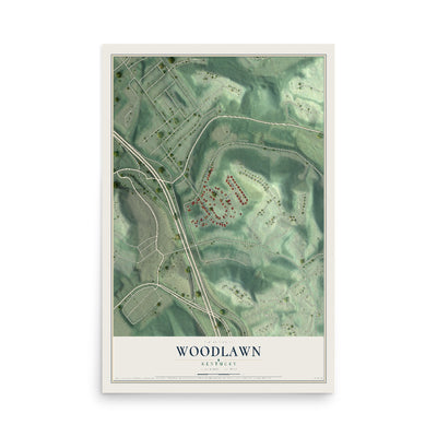 Map of Woodlawn, Kentucky, 12 x 18 inch unframed archival matte print