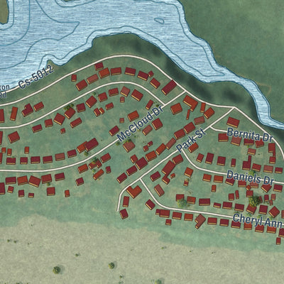 Close-up of the map of Worthington, Kentucky print showing street and building detail