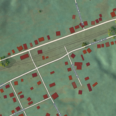 Close-up of the map of Worthville, Kentucky print showing street and building detail