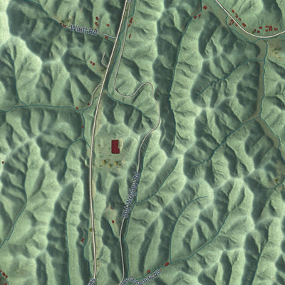 Close-up of the map of Wrigley, Kentucky print showing street and building detail