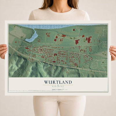 Map of Wurtland, Kentucky, 18 x 24 inch unframed archival matte print