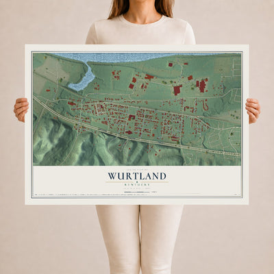 Map of Wurtland, Kentucky, 24 x 36 inch unframed archival matte print