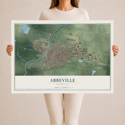 Map of Abbeville, Louisiana, 24 x 36 inch unframed archival matte print