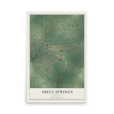 Map of Abita Springs, Louisiana, 12 x 18 inch unframed archival matte print