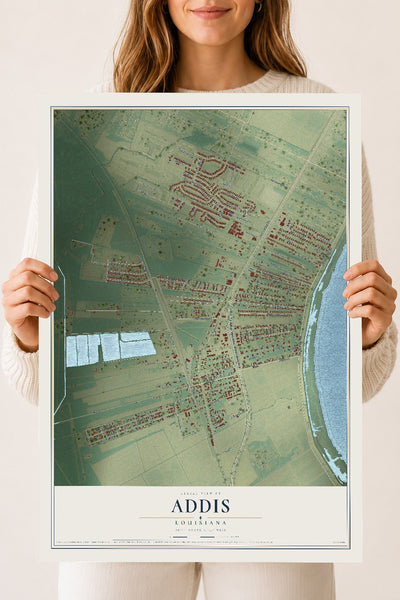 Map of Addis, Louisiana, 18 x 24 inch unframed archival matte print