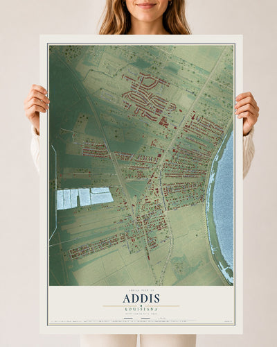 Map of Addis, Louisiana, 24 x 36 inch unframed archival matte print