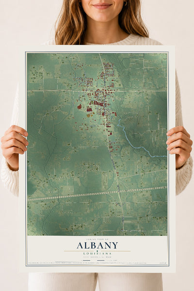 Map of Albany, Louisiana, 18 x 24 inch unframed archival matte print