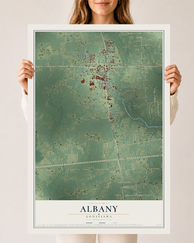 Map of Albany, Louisiana, 24 x 36 inch unframed archival matte print