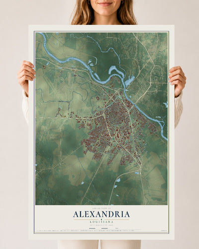 Map of Alexandria, Louisiana, 24 x 36 inch unframed archival matte print