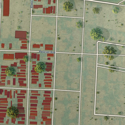 Second close-up of the map of Algiers Point, Louisiana print showing more streets and buildings