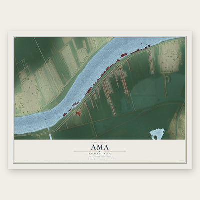 Ama, Louisiana map print, the full design