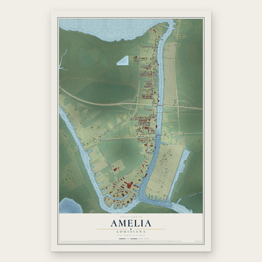Amelia, Louisiana map print, the full design