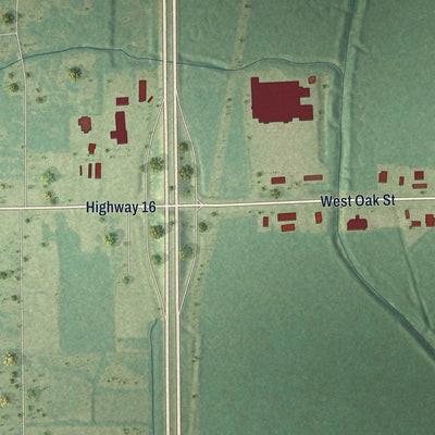 Second close-up of the map of Amite City, Louisiana print showing more streets and buildings