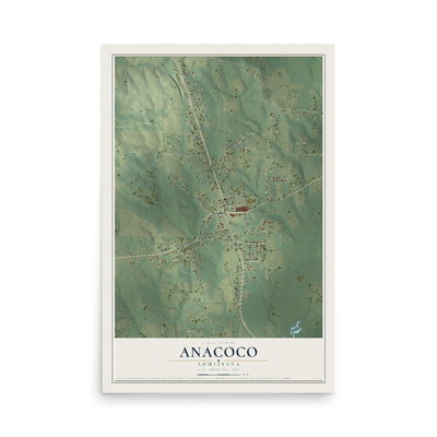 Map of Anacoco, Louisiana, 12 x 18 inch unframed archival matte print