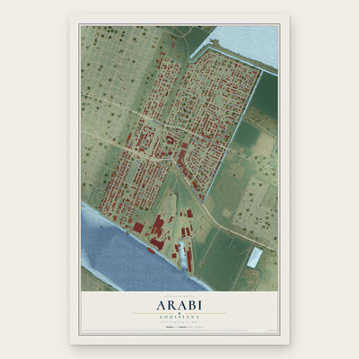 Arabi, Louisiana map print, the full design