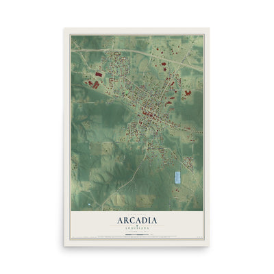 Map of Arcadia, Louisiana, 12 x 18 inch unframed archival matte print