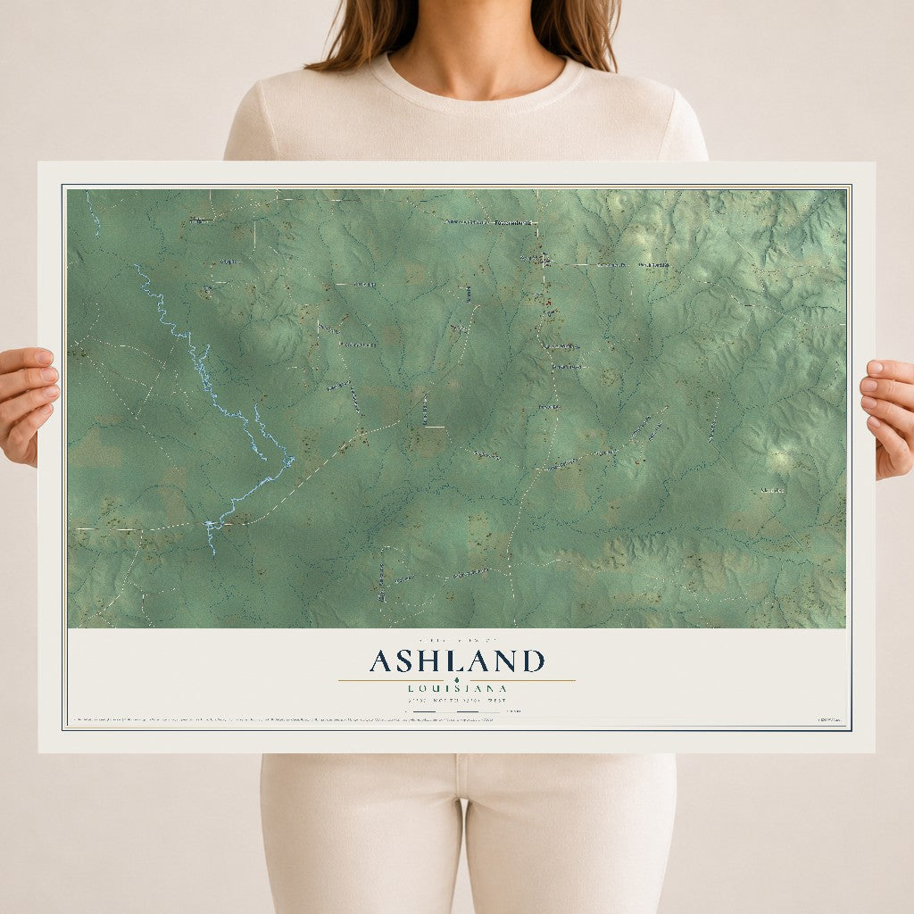 Map of Ashland, Louisiana, 18 x 24 inch unframed archival matte print