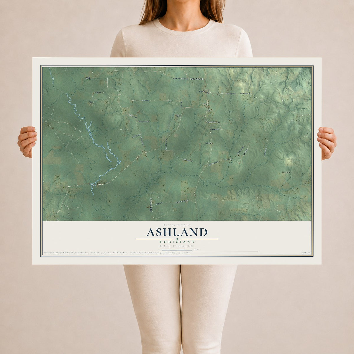 Map of Ashland, Louisiana, 24 x 36 inch unframed archival matte print